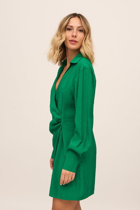 Vestido Corto Verde Cruzado Lateral