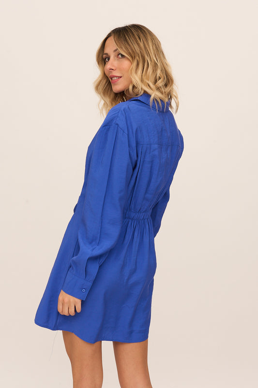 Vestido Corto Azulón Cruzado Lateral