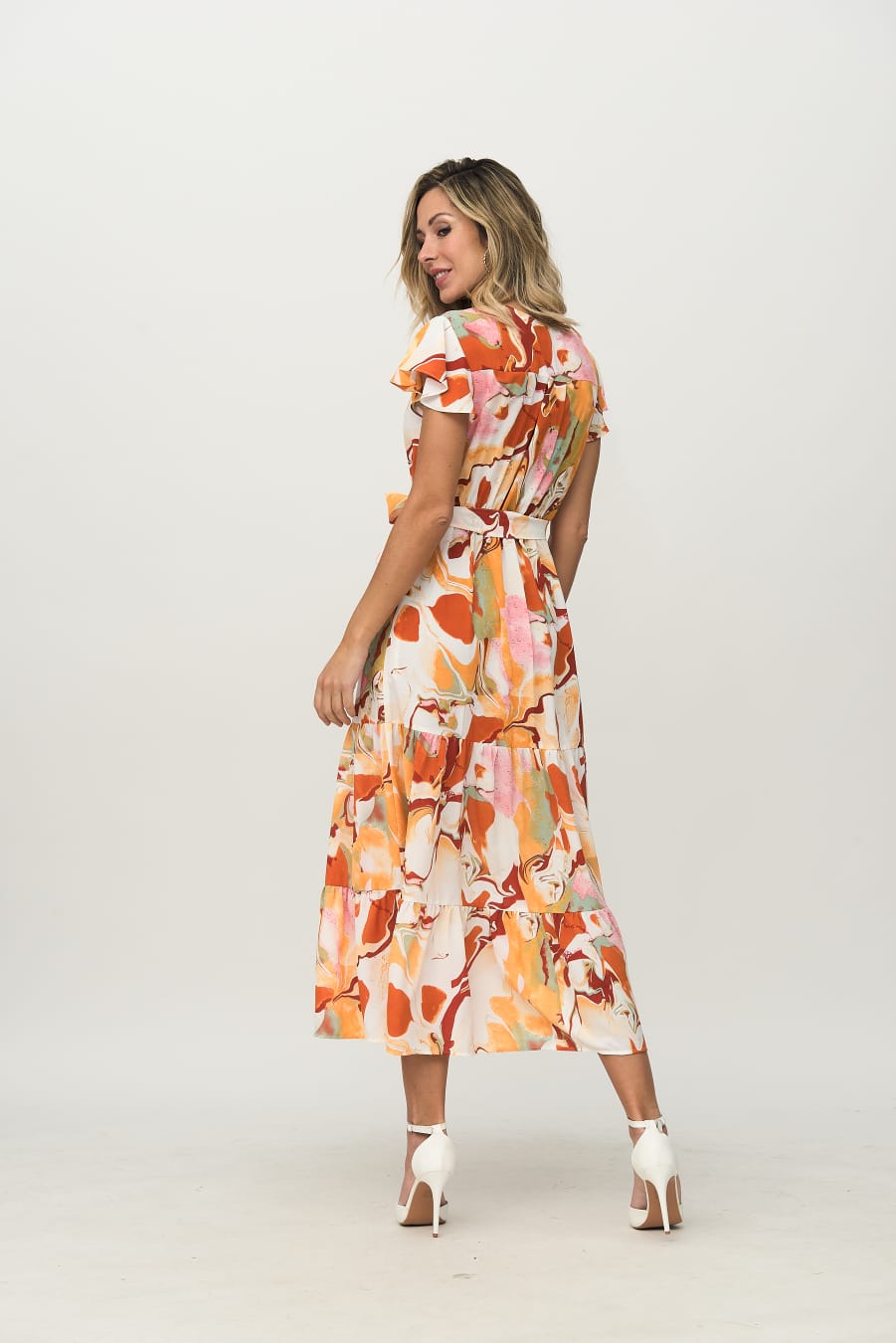 11921 Vestido largo naranja