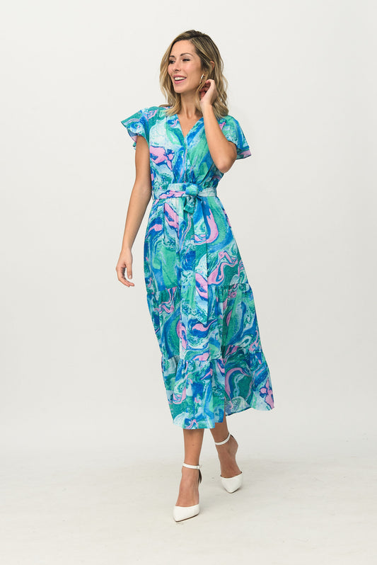 11912 Vestido largo azul celeste