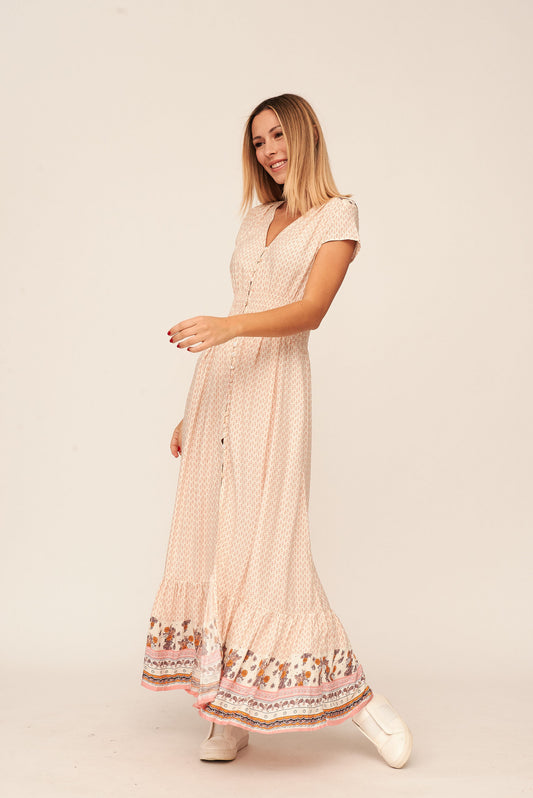 11930 Vestido largo rosa pastel